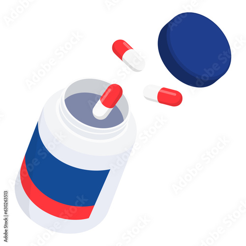 Capsules in plastic bottle container