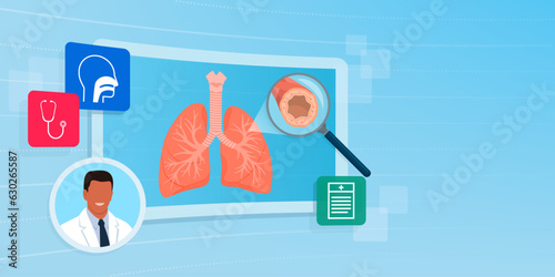 Human lungs on a digital virtual screen