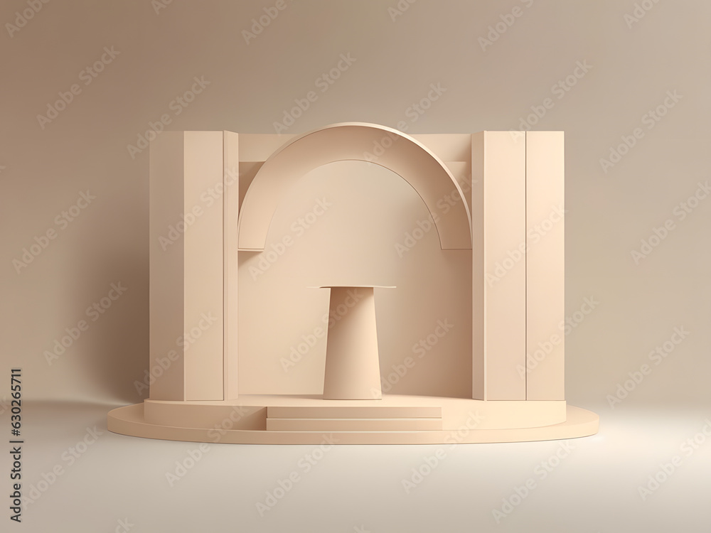 product podium display minimal beige golden with light product podium display minimal beige golden with light
