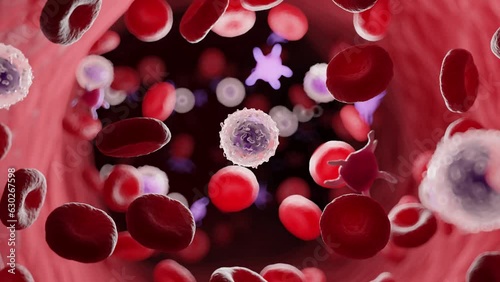 Animation of white blood cells in the circulation