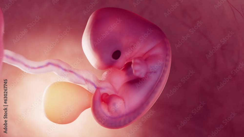 Animation of a 7 week old fetus inside the womb Animation of a 7 week old fetus inside the womb