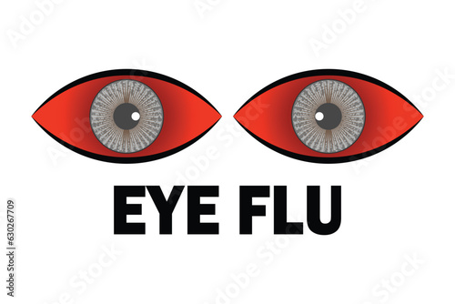 Conjunctivitis virus affected red eye, eye flu infection concept with icon design, vector illustration 10 eps graphic.