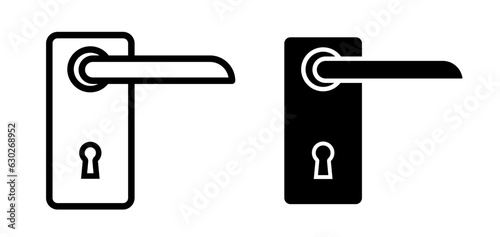 hotel room door handle icon set. doorknob vector symbol in black filled and outlined. 