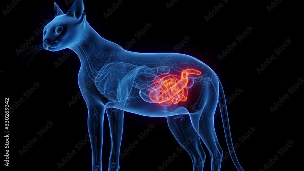Animation of a cat's intestines Animation of a cat's intestines