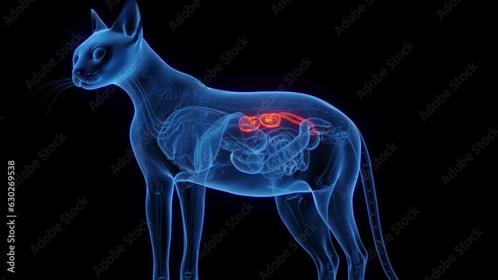 Animation of a cat's kidneys Animation of a cat's kidneys