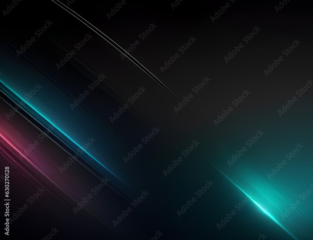 Fototapeta premium Black background with magenta and turquoise stripes