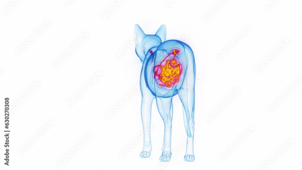 Animation of the digestive organs of a cat Animation of the digestive organs of a cat