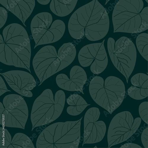 Seamless background with vector foliage, endless pattern with ipomoea leaves