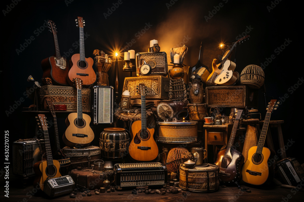 variety of musical instruments, symbolizing the harmonious language of ...