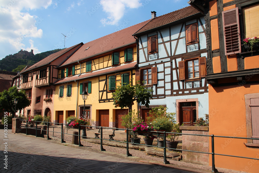 half-timbered houses in ribeauvillé in alsace (france)