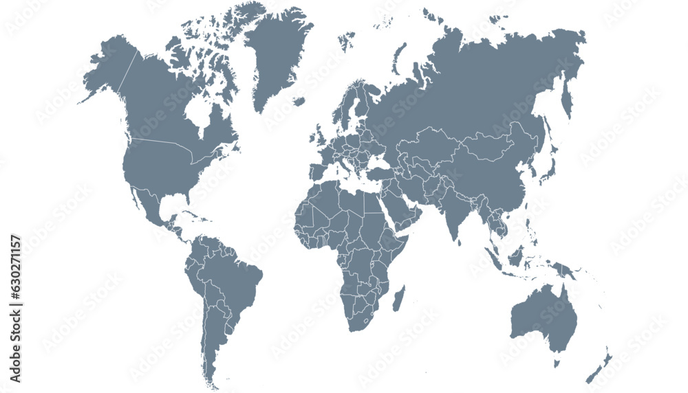 Naklejka premium World map. Silhouette map. Color modern vector map. 