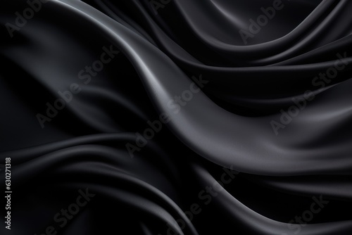 Waving Black Silk Fabric Background