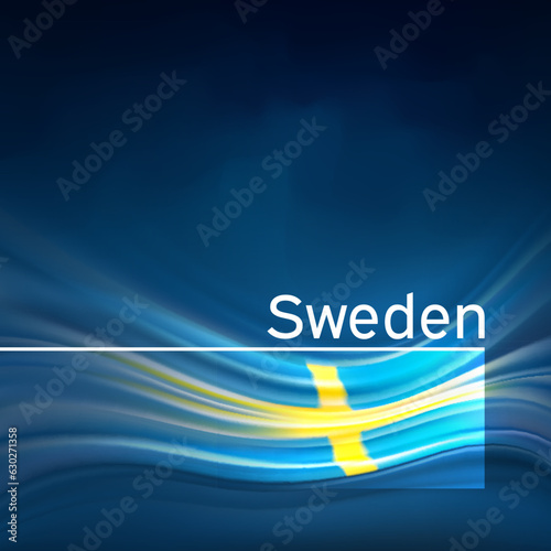 Sweden flag background. Abstract swedish flag in the blue sky. National holiday card design. Business brochure design. State banner, sweden poster, patriotic cover, flyer. Vector illustration