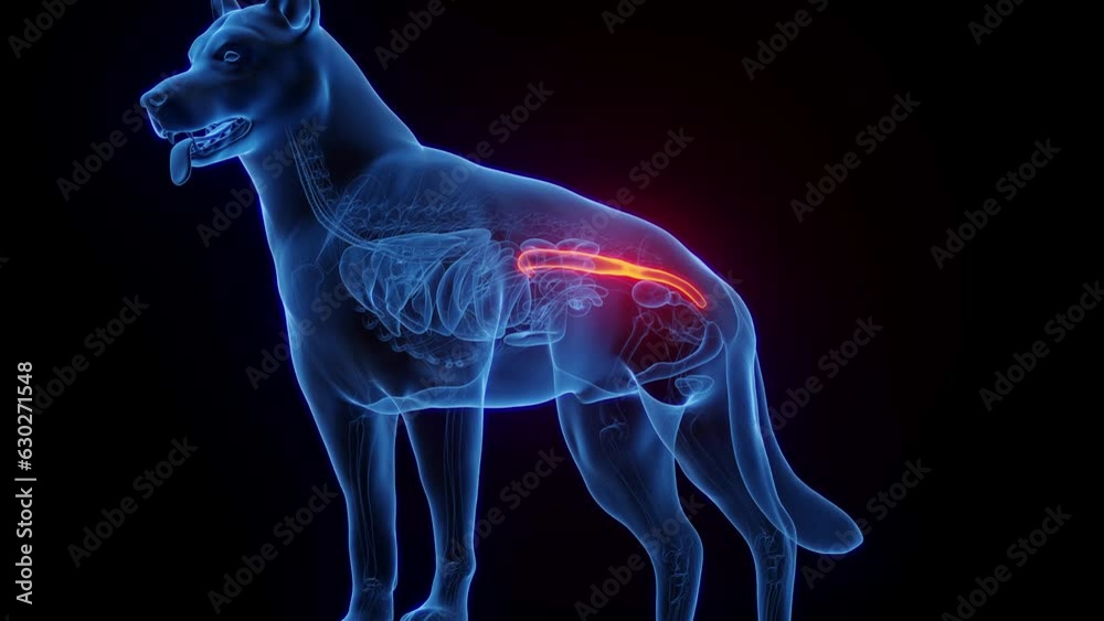 Animation of a dog's colon and rectum Animation of a dog's colon and rectum