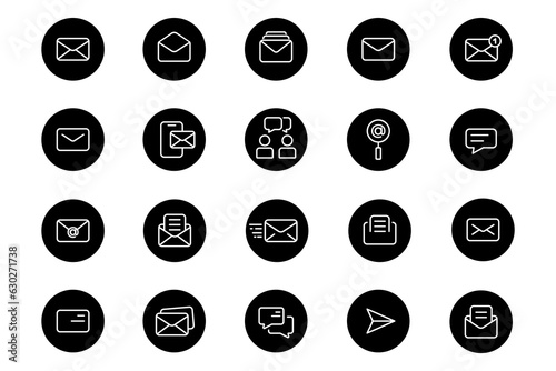Mail icons set. Mailing outline icons. Mail envelope symbol. Detailed outline mailing icon. Contact us sign. Business symbol set