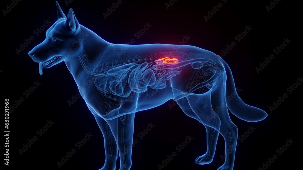 Animation of a dog's kidneys Animation of a dog's kidneys