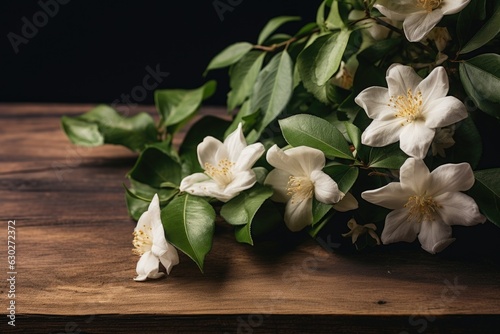 Flowering Jasmine flower. A twig with flowers with a beautiful fragrance