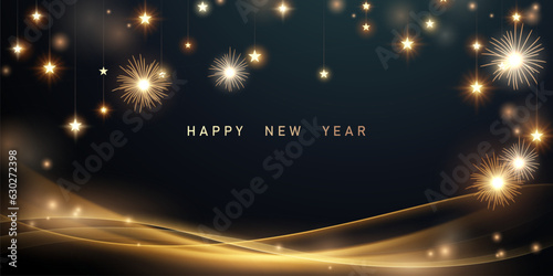 happy new year 2024 with golden 3d typography design template 2024 new year celebration concept for greeting card Badges and post templates