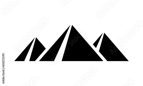 Black three triangle egypt ancient pyramids of giza are egyptian pharaoh tomb flat vector icon design.