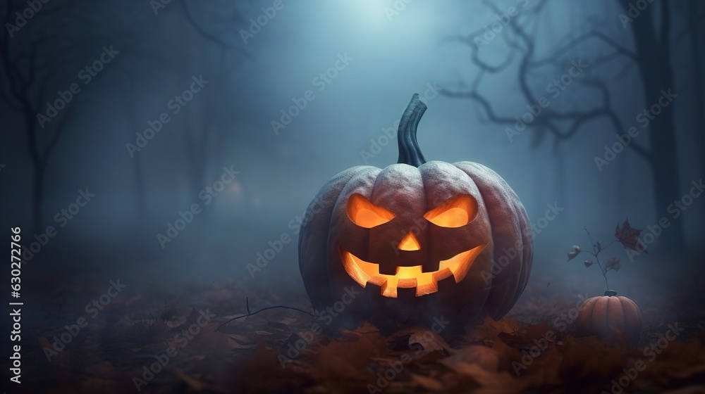 Φωτογραφία Halloween pumpkin smile and scary eyes for party night