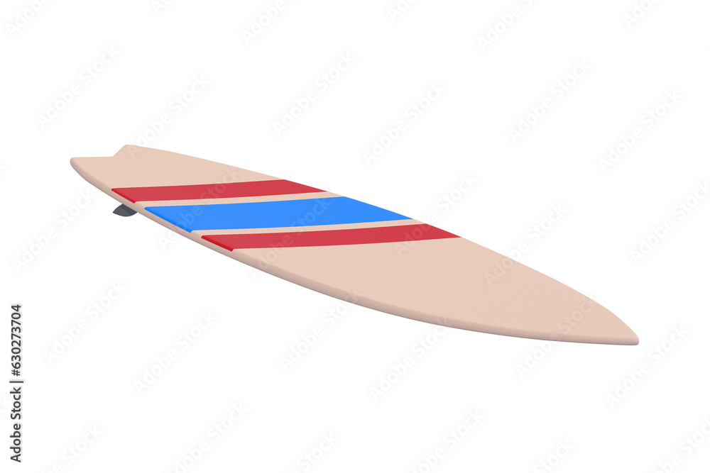 Surfboard with strips isolated on white background. 3d render