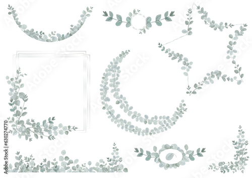 Fototapeta Naklejka Na Ścianę i Meble -  Eukalyptus Illustration watercolor Clipart Floral Blume Hochzeit Flower handmadecards kartengestaltung