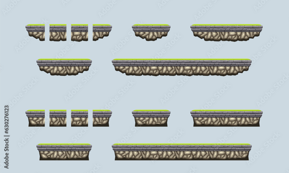 Elements and objects for building a computer game. Seamless template ...
