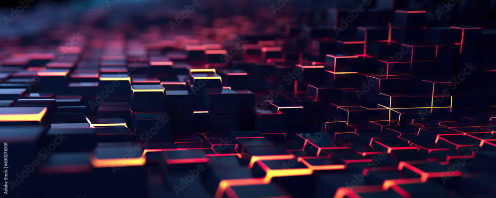 Obraz premium Abstract digital background. Can be used for technological processes, neural networks and AI, digital storages, sound and graphic forms, science, education, etc.