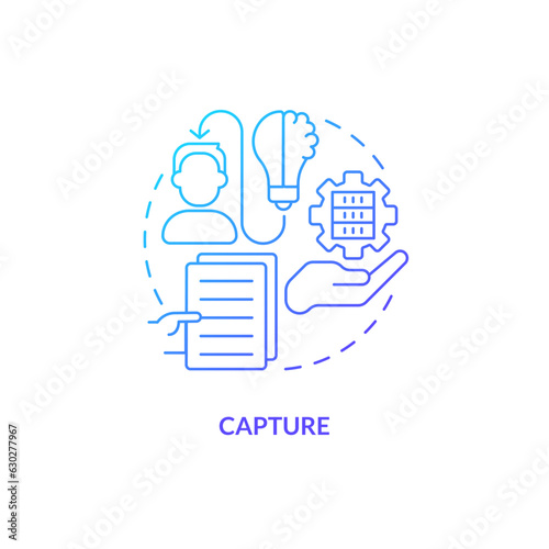 Blue gradient capture thin line icon concept, isolated vector, illustration representing knowledge management.