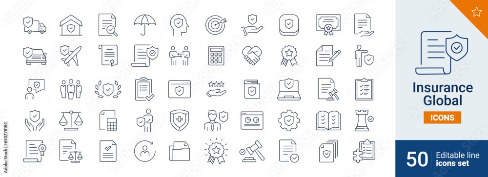 Insurance icons Pixel perfect. Examining, Letters, Checklist, ....