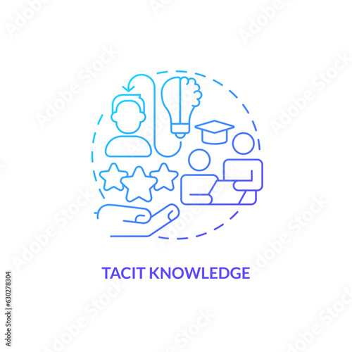 Blue gradient tacit knowledge thin line icon concept, isolated vector, illustration representing knowledge management