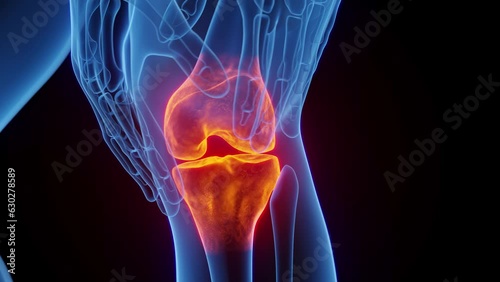 Animation of a man experiencing knee pain photo