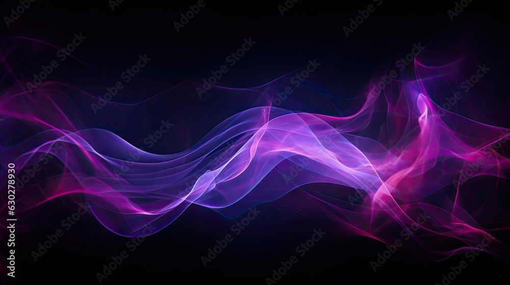 Neon colour purple lines on black background. Creative abstract wallpaper, ai generated