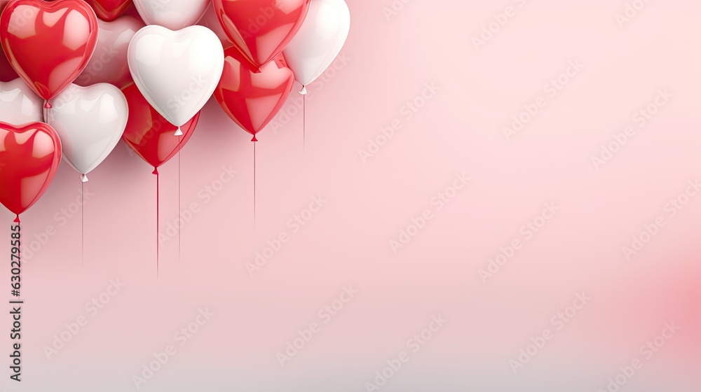 Valentines day, heart shaped red pink balloons