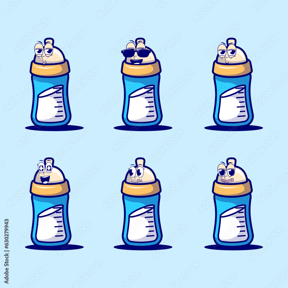 Vector Cartoon Emojis Of Milk Bottle Stock Vector Adobe Stock 8803