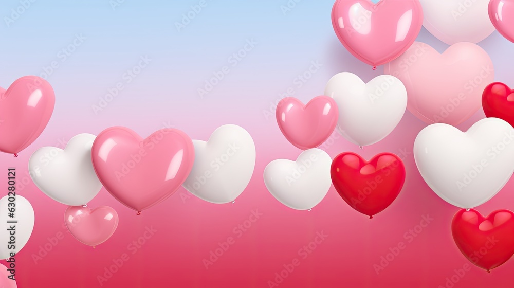 Valentines day, heart shaped red pink balloons Valentines day, heart shaped red pink balloons