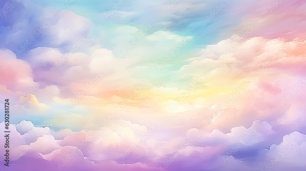 pastel abstract sunset sky with puffy clouds