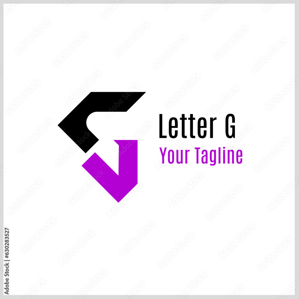 Letter G monogram logo template. Black and purple color. Vector Illustration for Icon, Symbol, Logo etc Letter G monogram logo template. Black and purple color. Vector Illustration for Icon, Symbol, Logo etc