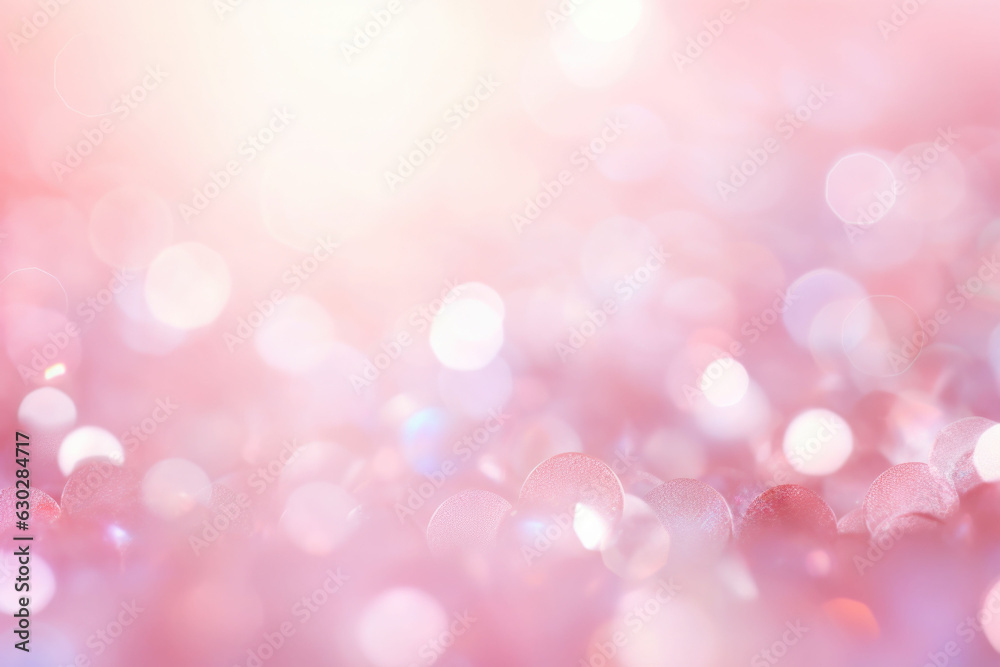 Background of a pink fairy dust light pattern. Glitter and sun rays shine upon it. AI generated