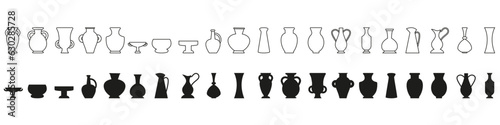 Amphora icon vector set. Jug illustration sign collection. pottery symbol or logo.