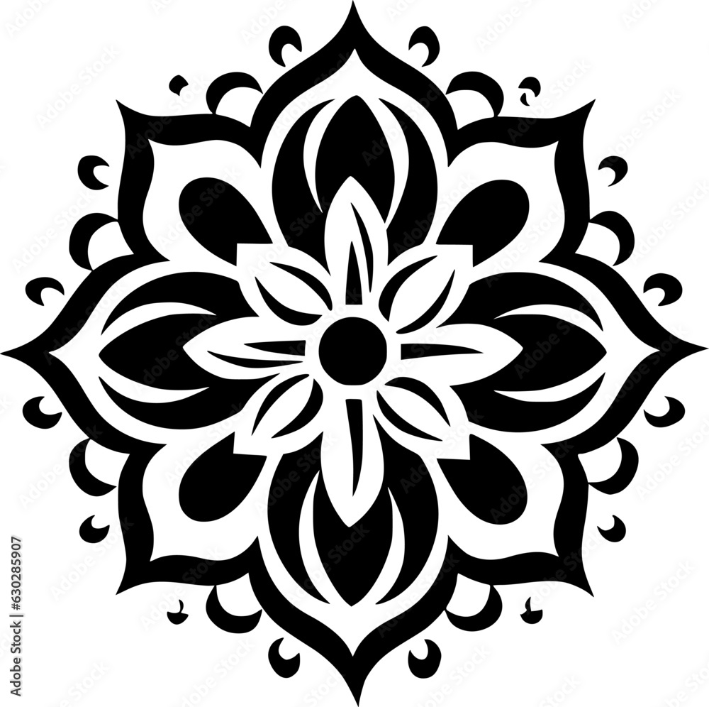 Mandala - Black and White Isolated Icon - Vector illustration Mandala - Black and White Isolated Icon - Vector illustration