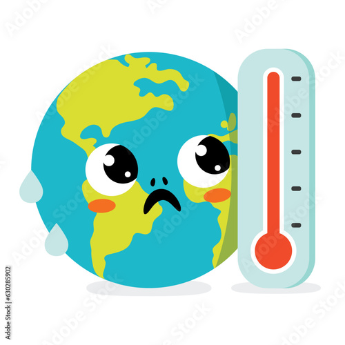 Illustration Of Earth And Thermometer