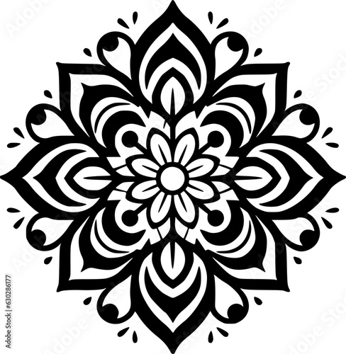 Mandala - Black and White Isolated Icon - Vector illustration