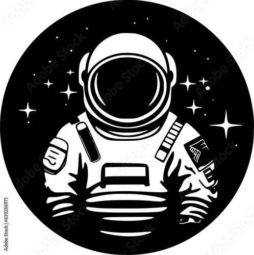 Astronaut - Black and White Isolated Icon - Vector illustration