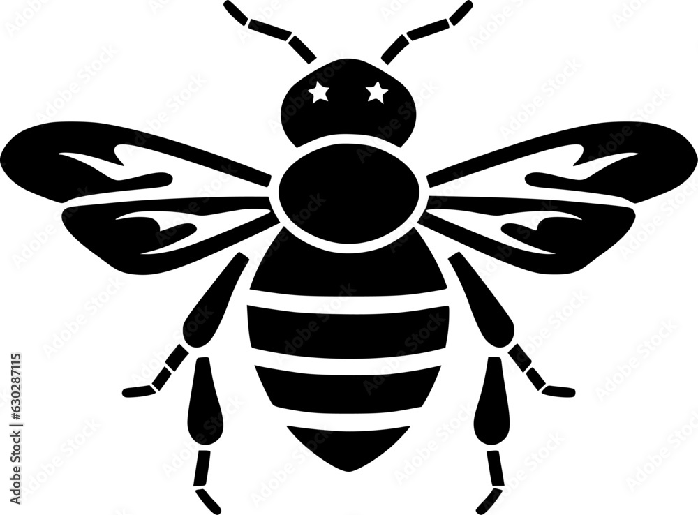 Bee - Black and White Isolated Icon - Vector illustration Bee - Black and White Isolated Icon - Vector illustration