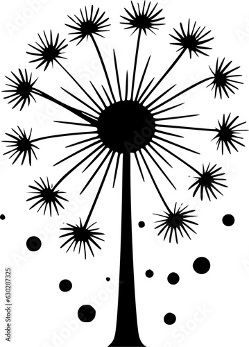 Dandelion - Black and White Isolated Icon - Vector illustration