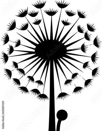 Dandelion - Black and White Isolated Icon - Vector illustration