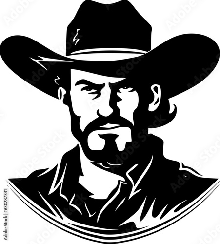 Cowboy - Black and White Isolated Icon - Vector illustration