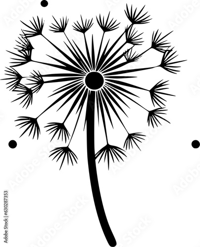 Dandelion | Black and White Vector illustration