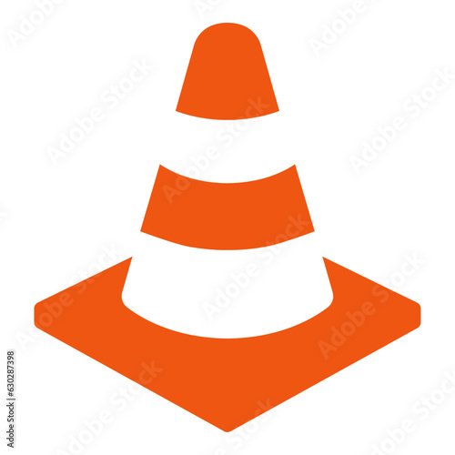 Traffic safety orange cone isolated on transparent background.